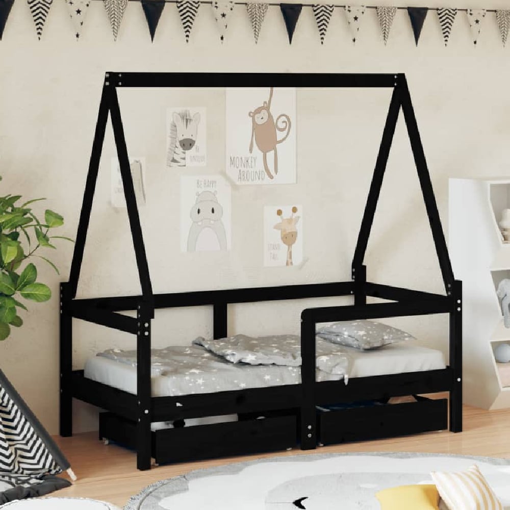Merano 70x140cm Wooden Children Daybed In Black