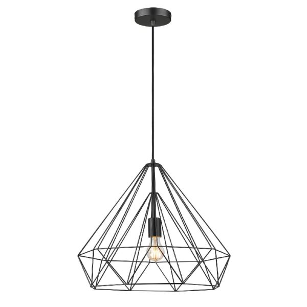 Merton Metal Pendant Light Large In Matt Black | Bed Sava