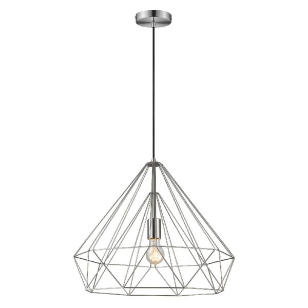 Merton Metal Pendant Light Large In Satin Nickel | Bed Sava