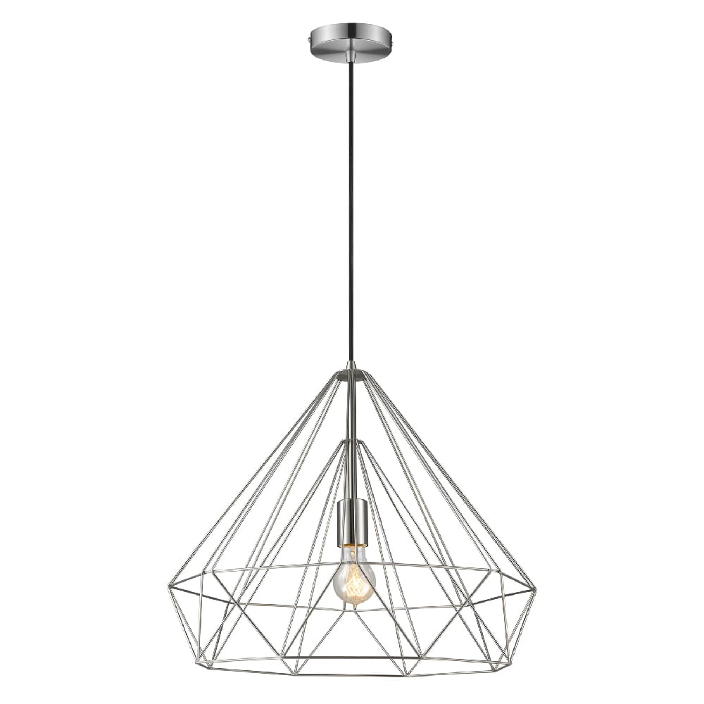 Merton Metal Pendant Light Large In Satin Nickel