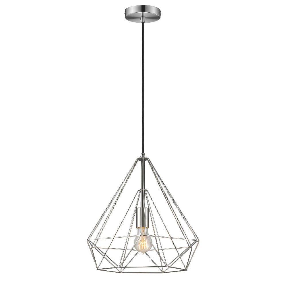 Merton Metal Pendant Light Small In Satin Nickel