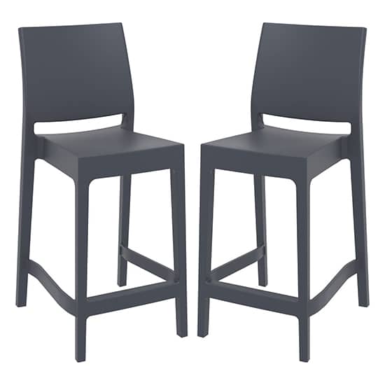 Mesa Dark Grey Polypropylene Bar Chairs In Pair