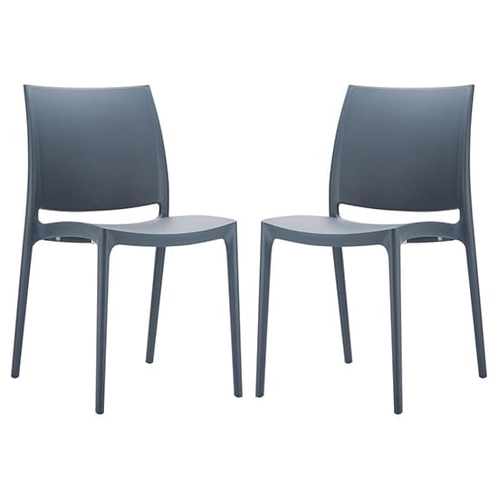 Mesa Dark Grey Polypropylene Dining Chairs In Pair