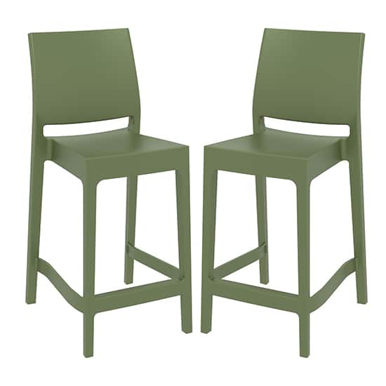 Mesa Olive Green Polypropylene Bar Chairs In Pair