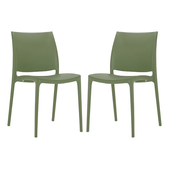 Mesa Olive Green Polypropylene Dining Chairs In Pair