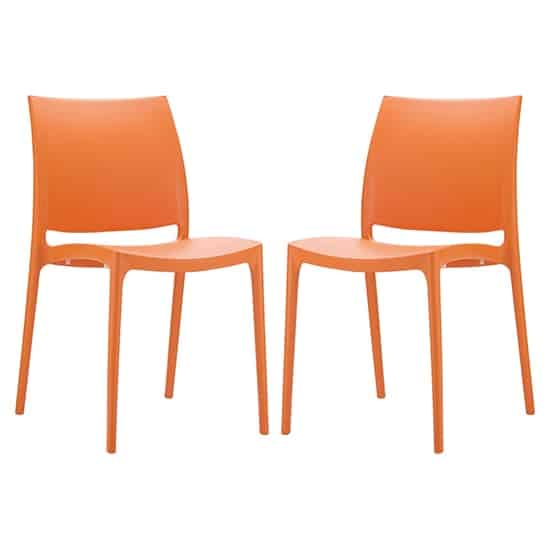 Mesa Orange Polypropylene Dining Chairs In Pair