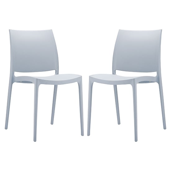 Mesa Silver Grey Polypropylene Dining Chairs In Pair