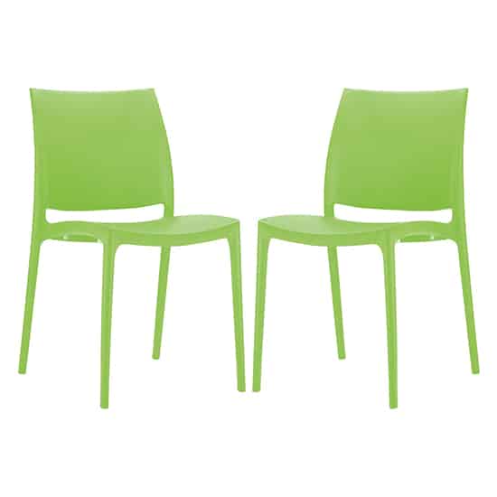 Mesa Tropical Green Polypropylene Dining Chairs In Pair