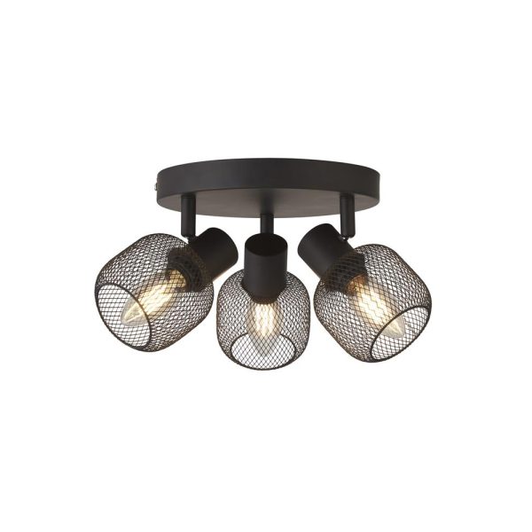 Meshy 3 Light Cage Spotlight Round In Black | Bed Sava