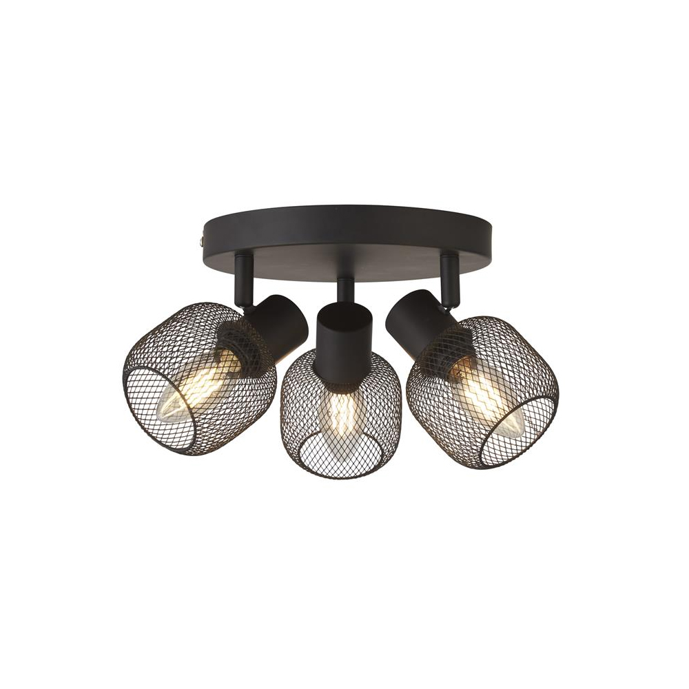 Meshy 3 Light Cage Spotlight Round In Black