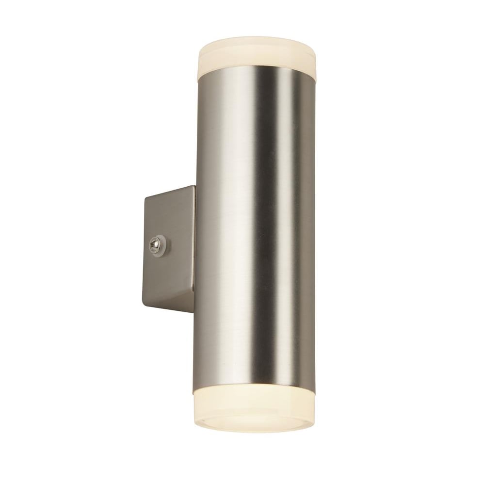 Metro LED Glass Outdoor Wall Light In Satin Silver