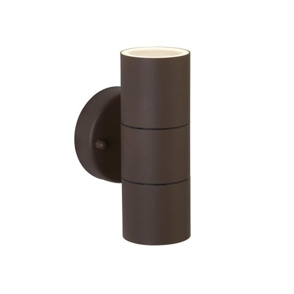 Metro LED Outdoor Wall Light Large In Rustic Brown | Bed Sava