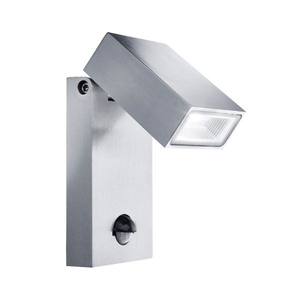 Metro LED Outdoor Wall Light With PIR Sensor In Silver | Bed Sava