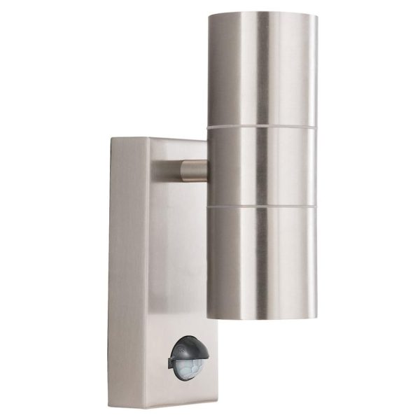 Metro Stainless Steel Outdoor Wall Light In Silver | Bed Sava