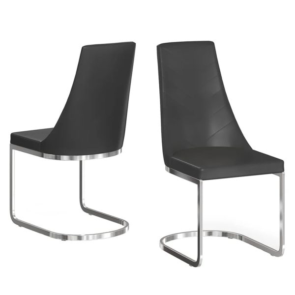 Miami Black Faux Leather Dining Chairs In Pair | Bed Sava