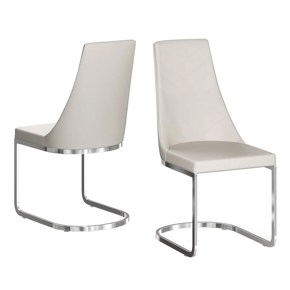 Miami Cream Faux Leather Dining Chairs In Pair