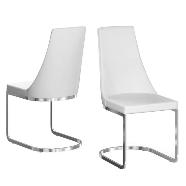 Miami White Faux Leather Dining Chairs In Pair | Bed Sava