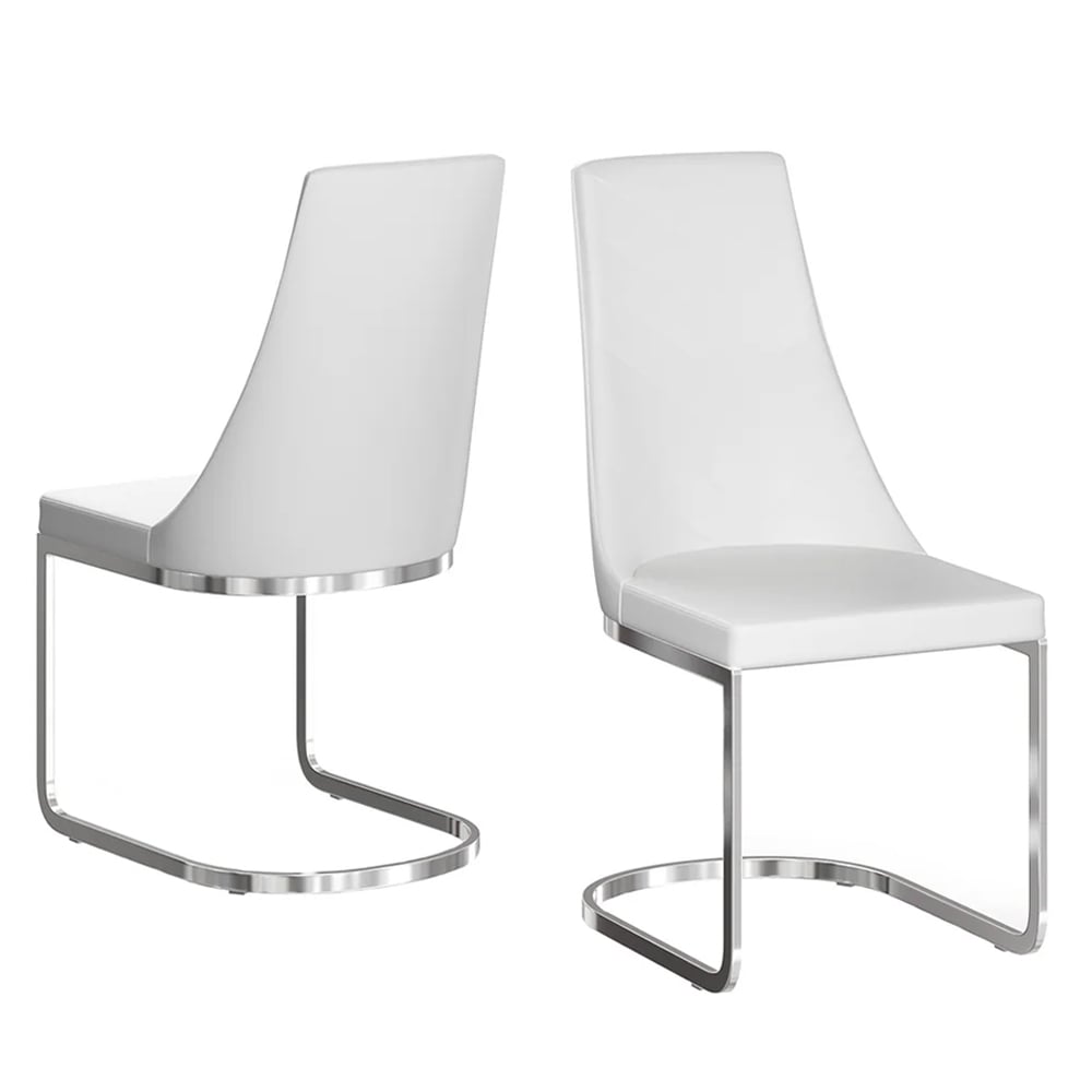 Miami White Faux Leather Dining Chairs In Pair