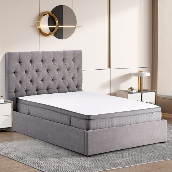 Middleton Fabric Ottoman Storage King Size Bed In Grey | Bed Sava