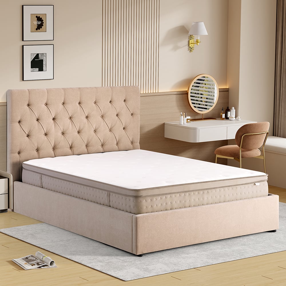 Middleton Fabric Ottoman Storage King Size Bed In Stone