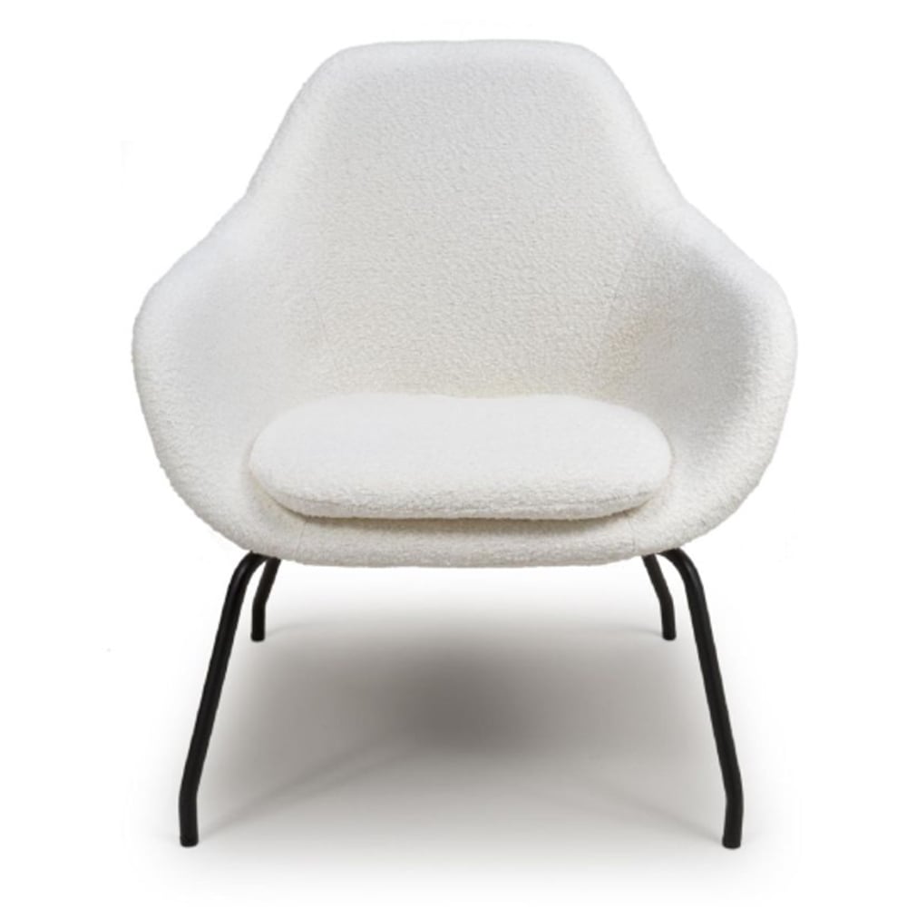 Milan Fabric Accent Chair With Black Metal Legs In Ivory