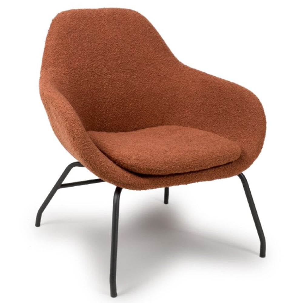 Milan Fabric Accent Chair With Black Metal Legs In Rust