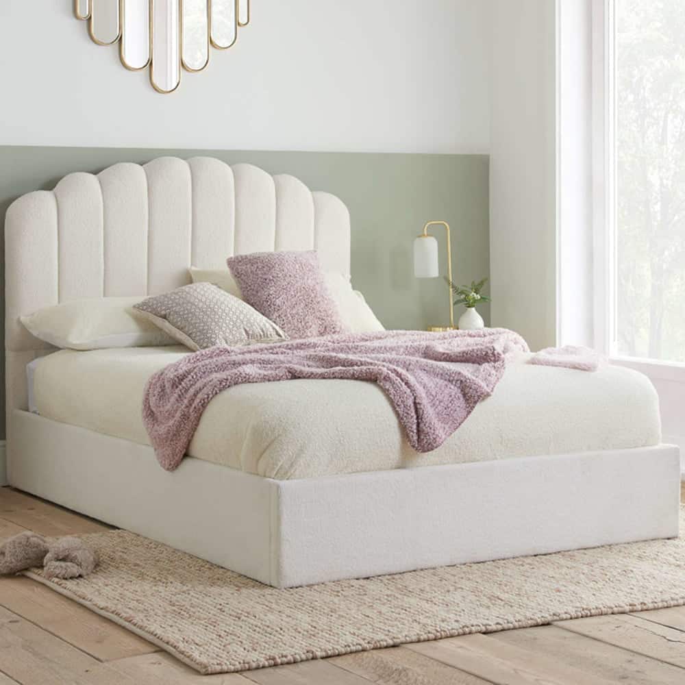 Milan Fabric Ottoman Storage King Size Bed In White
