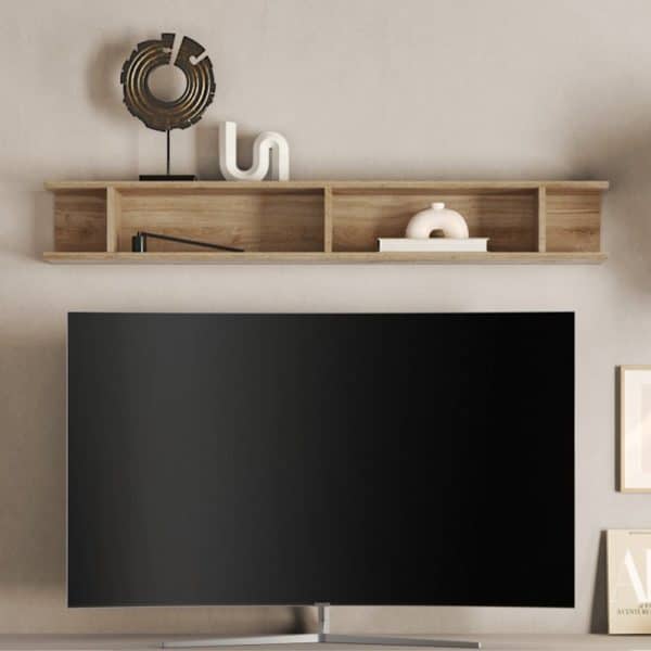 Milan Wooden Horizontal Wall Shelf In Cadiz Oak | Bed Sava