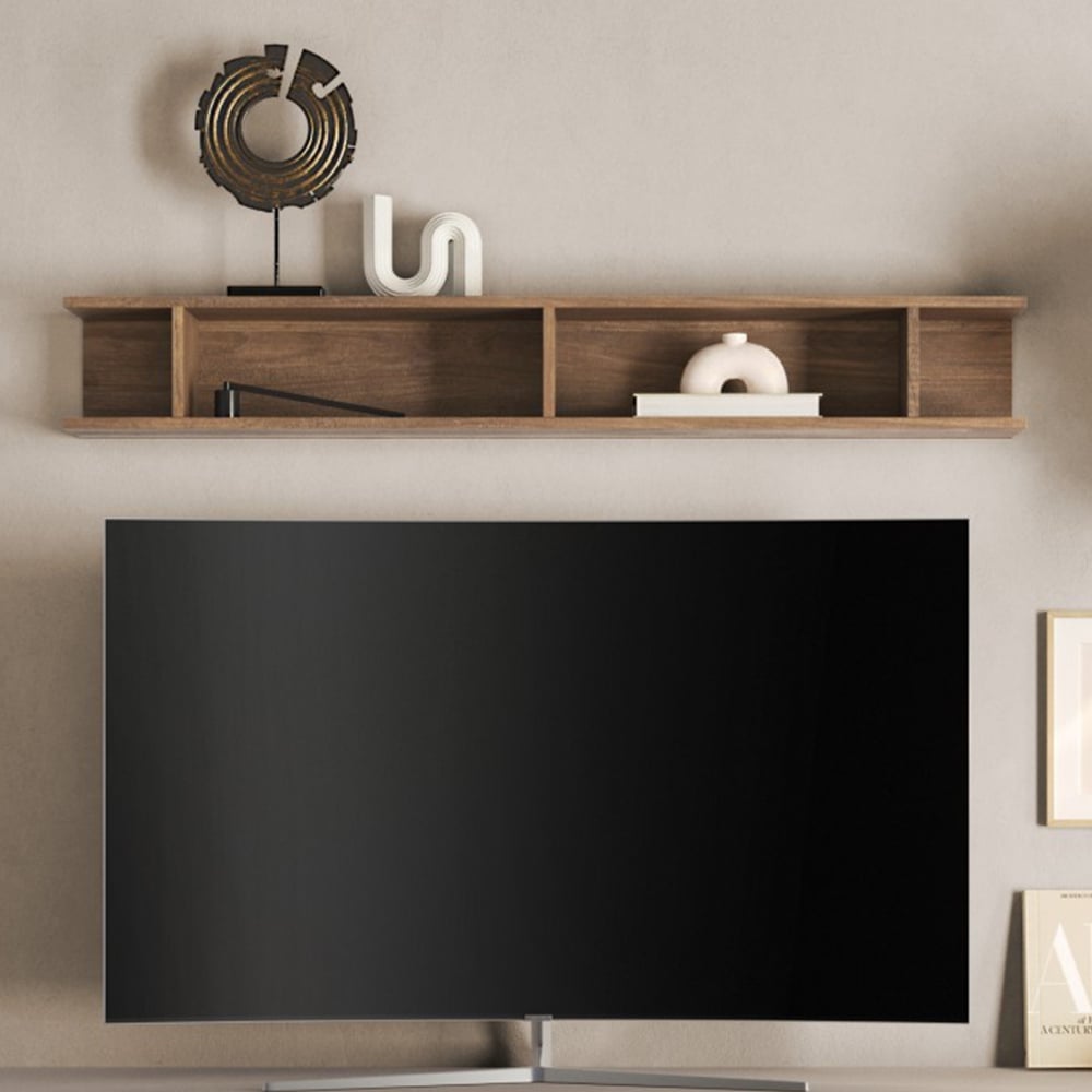 Milan Wooden Horizontal Wall Shelf In Mercure Oak