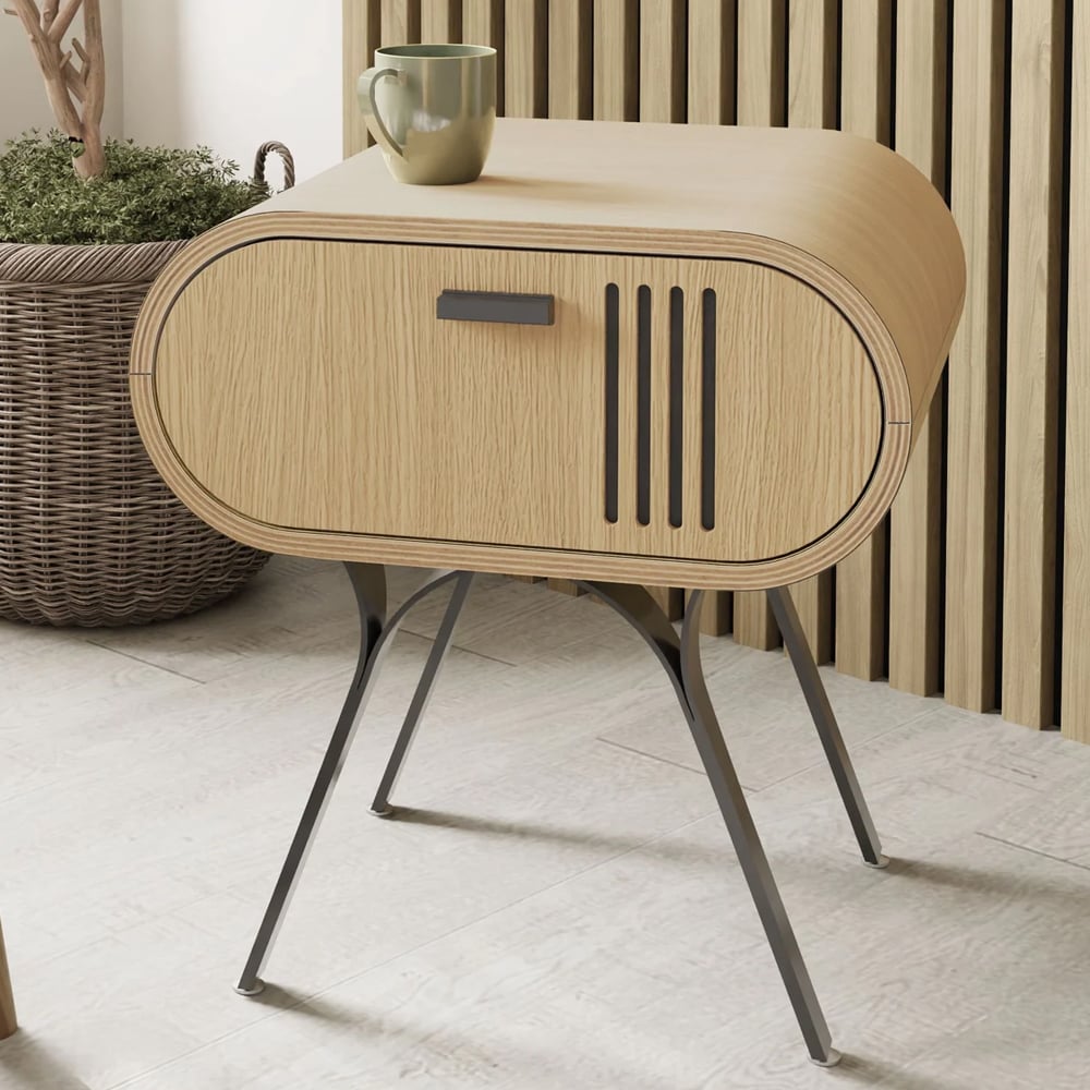Milford Wooden Bedside Cabinet With 1 Drawer In Oak