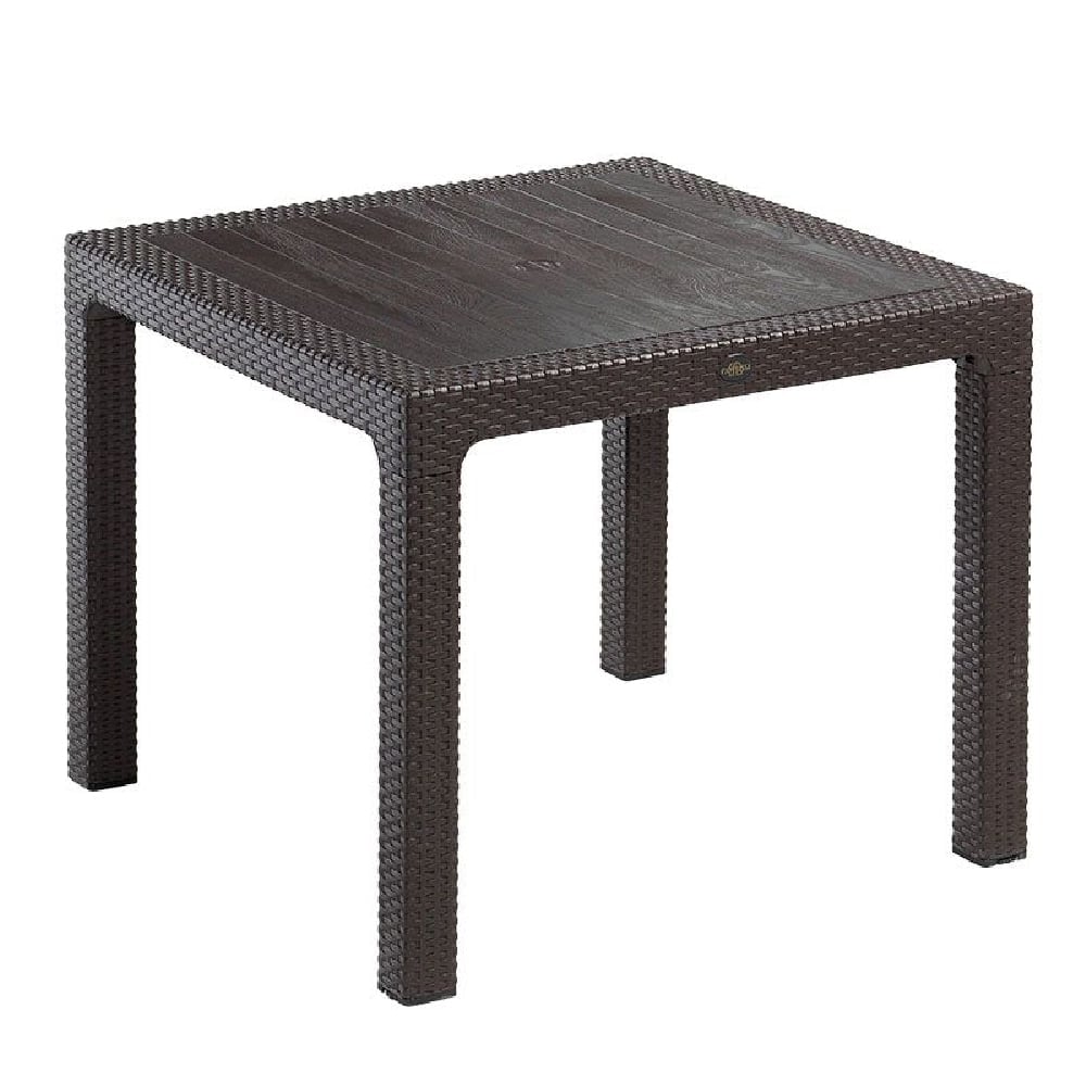 Mili Rattan Polypropylene Square Dining Table In Brown