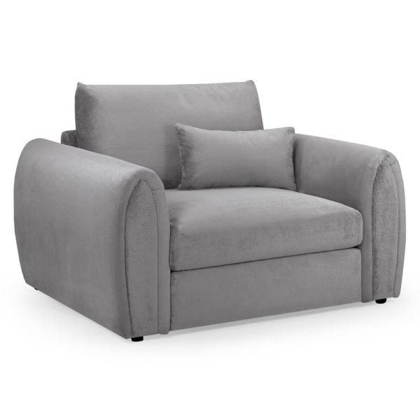 Millburn Plush Velvet 1 Seater Sofa In Grey | Bed Sava
