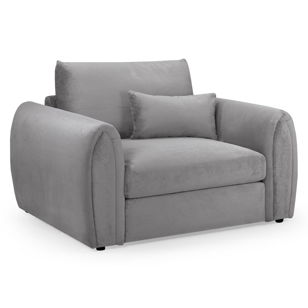 Millburn Plush Velvet 1 Seater Sofa In Grey