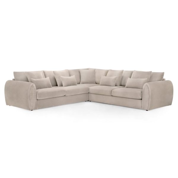 Millburn Plush Velvet Corner Sofa In Mocha | Bed Sava