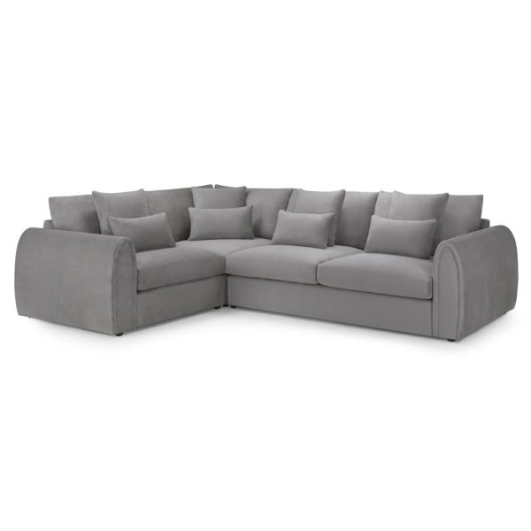 Millburn Plush Velvet Left Hand Corner Sofa In Grey | Bed Sava