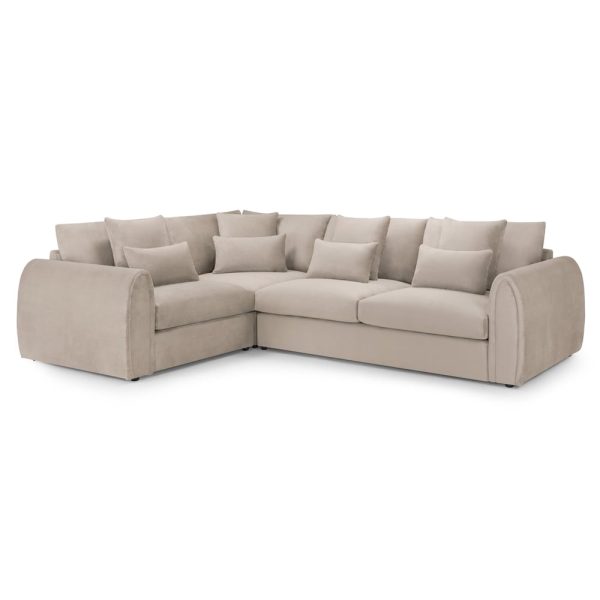 Millburn Plush Velvet Left Hand Corner Sofa In Mocha | Bed Sava