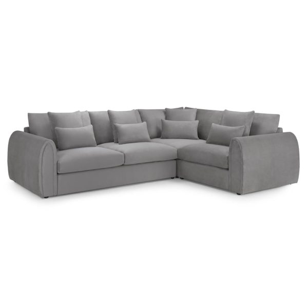 Millburn Plush Velvet Right Hand Corner Sofa In Grey | Bed Sava