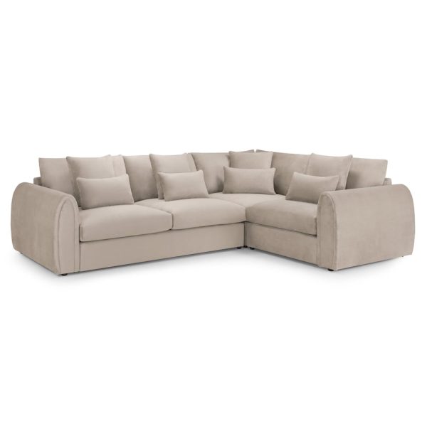 Millburn Plush Velvet Right Hand Corner Sofa In Mocha | Bed Sava