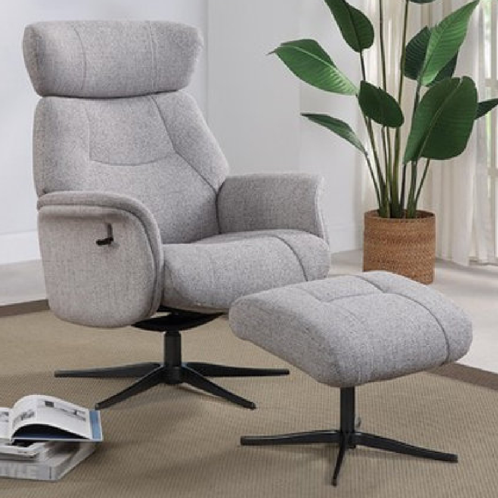Milligan Fabric Recliner Chair With Stool In Caper