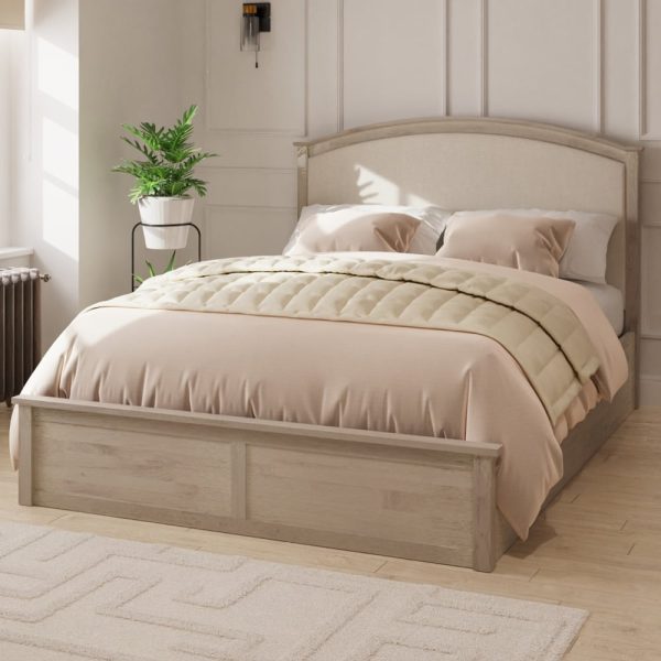 Millom Wooden Ottoman Storage King Size Bed In Limed Oak | Bed Sava