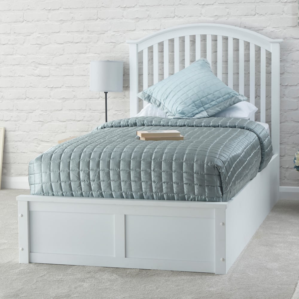Millom Wooden Ottoman Storage Single Bed In White