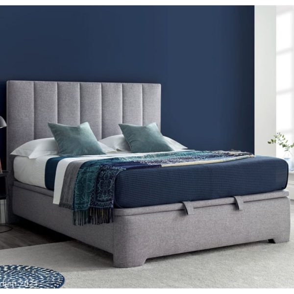 Milton Fabric Ottoman Storage King Size Bed In Grey | Bed Sava