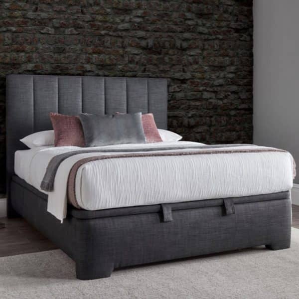Milton Fabric Ottoman Storage Super King Size Bed In Slate | Bed Sava