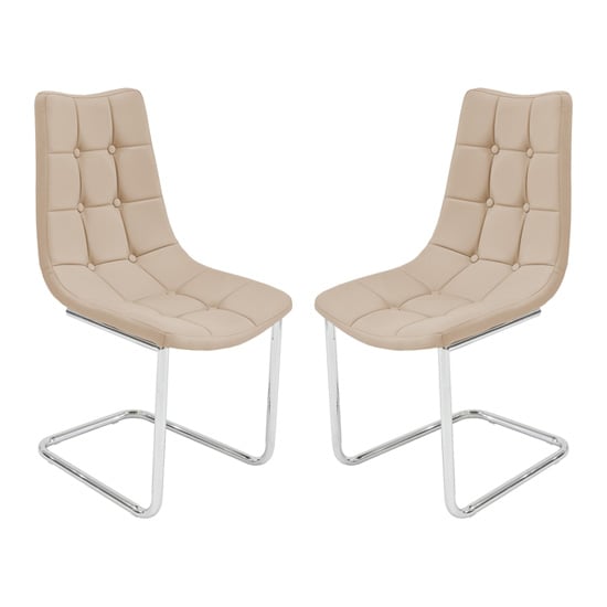 Mintaka Beige Faux Leather Dining Chairs In Pair