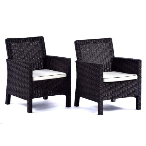 Misty Brown Rattan Tub Arm Chairs In Pair | Bed Sava