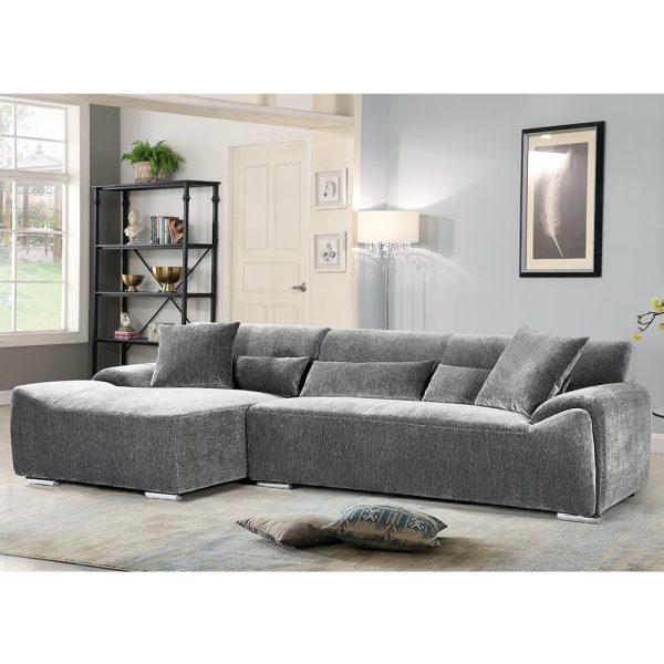 Modesto Fabric Left Hand Corner Sofa In Charcoal | Bed Sava