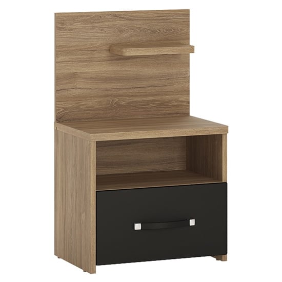 Moneti Wooden Bedside Cabinet With 1 Drawer In Oak And Black