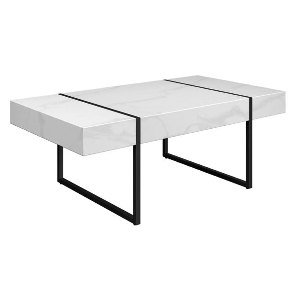 Montauk Wooden Coffee Table In White Marble Effect | Bed Sava