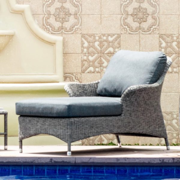 Monx Rattan Garden Sun Lounger In Grey | Bed Sava