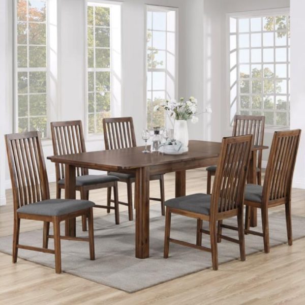 Monza Large Wooden Extending Dining Table With 6 Chairs In Walnut | Bed Sava
